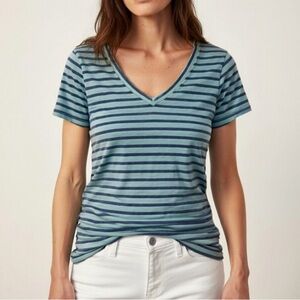 OLD NAVY “Vintage” V-Neck Blue Striped Tee